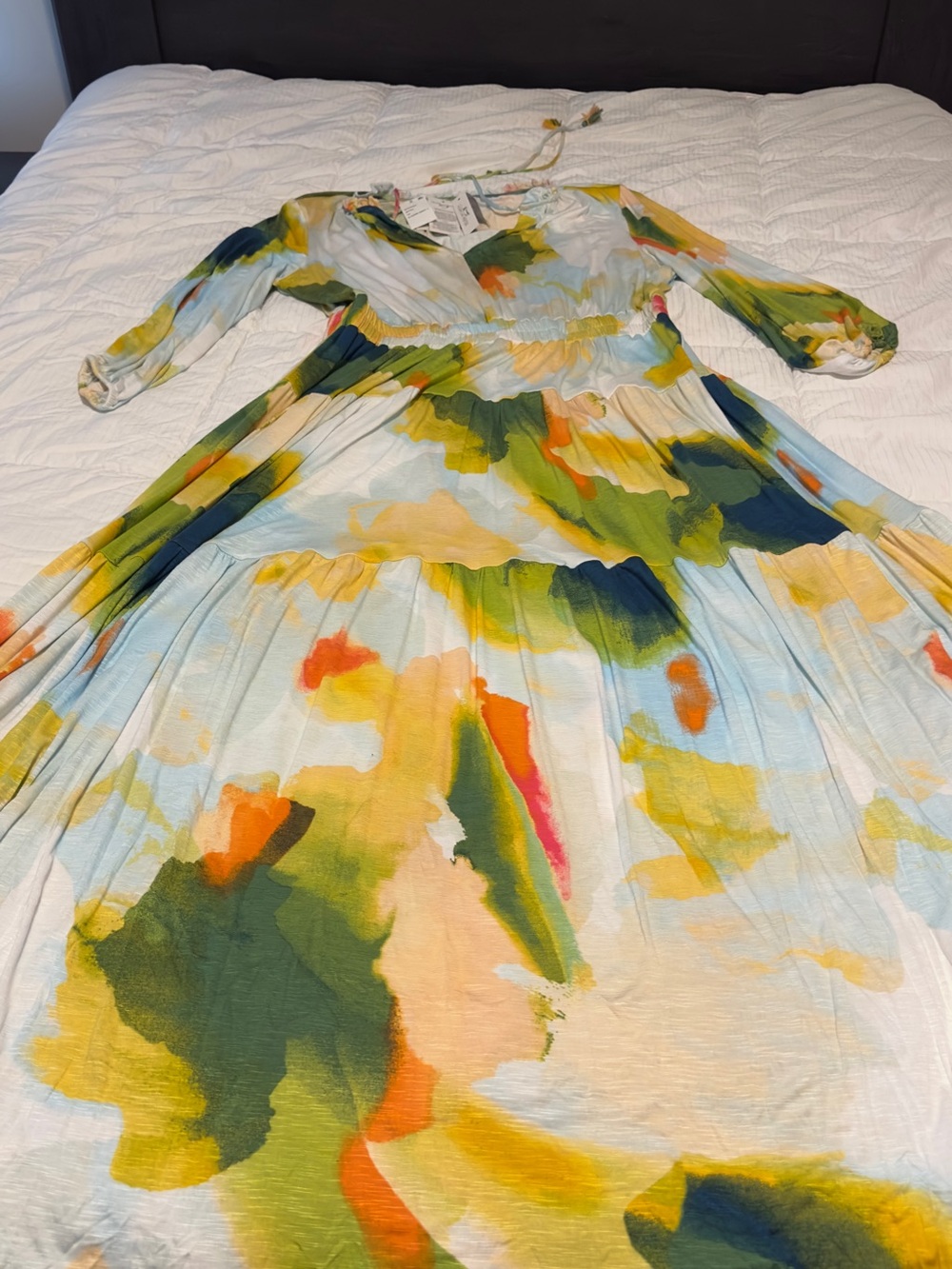 Melissa McCarthy Seven7 White Tie-Dye Maxi Dress